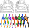 16 Pack Math Compass & Protractor Set Geometry Math 6 Inch Plastic Drawing Compass with Pencils Protractor for Geometry Bulk for Math Student Classroom School Office Woodworking Art Drawing