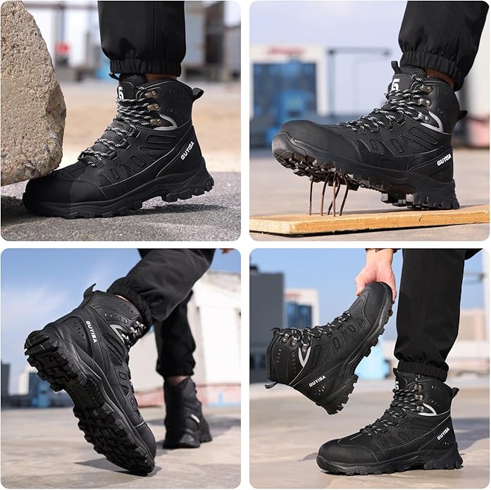 Steel Toe Boots for Men Work Boots for Men Breathable High Top Work Shoes Lightweight Indestructible Safety Shoes Industry Construction Safety Footwear