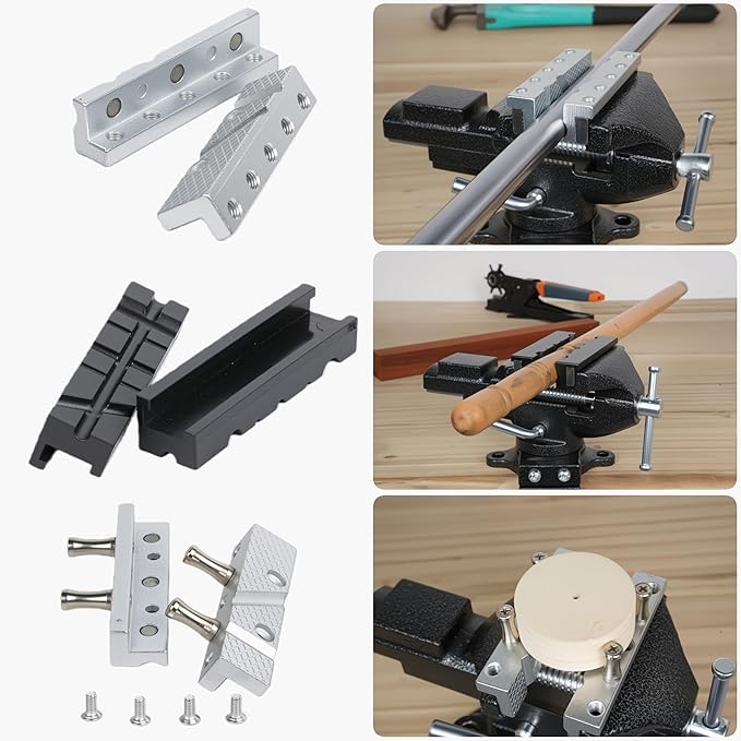 Table Vise, 3.3" Jaw Width, 2 in 1 Bench Vise Universal Rotate 360° Work Clamp-On Vise, Table Vice With Two Multifunctional Jaw and Quick Adjustment Button for Woodworking, DIY, Metal Working and More
