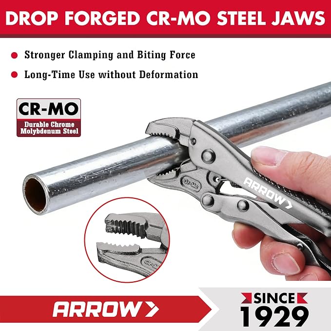 ARROW 5" Curved Jaw Locking Pliers with Screw Extractor