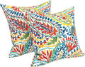 LVTXIII Outdoor/Indoor Throw Pillows, Decorative Throw Pillows with Inserts, 18”x18” Square Pillows for Bed, Couch, Sofa and Patio Furniture (Set of 2, Paisley Multi)