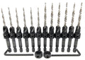 FTG USA 6 Pc #6 (9/64"), 6 Pc #8 (11/64") Countersink Drill Bit Set with Depth Stop Collar, Hex Wrench - Tapered Drill Bits for Wood