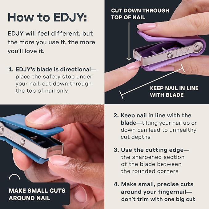 EDJY Fingernail Cutter - Precision Stainless Steel Nail Cutter for Fingernails | Sharp Blade, Ergonomic Design, Durable & Rust-Resistant | Ideal for Men and Women | Lilac