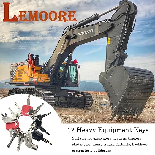 12 Heavy Equipment Key Master Set, Construction Key Master Set for Cat Caterpillar Case JD John Deere Hyster Komatsu Takeuchi Lucas Ford New Holland Keys Heavy Equipment