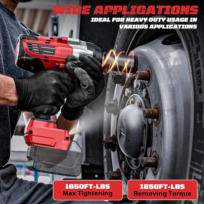 Cordless Impact Wrench 3/4 inch Compatible with Milwaukee Battery, Cerycose1850ft-lbs (2500N.m) Brushless Electric Impact Gun, High Torque Impact Driver, Heavy-Duty Automotive with 4 Sockets