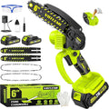 Mini Chainsaw Cordless, 6 Inch Electric Chainsaw with 2 * 2000MAH Battery, 1000W Handheld Battery Powered Chain Saw with Auto Oiler, Gifts for Wood Cutting/Tree Trimming