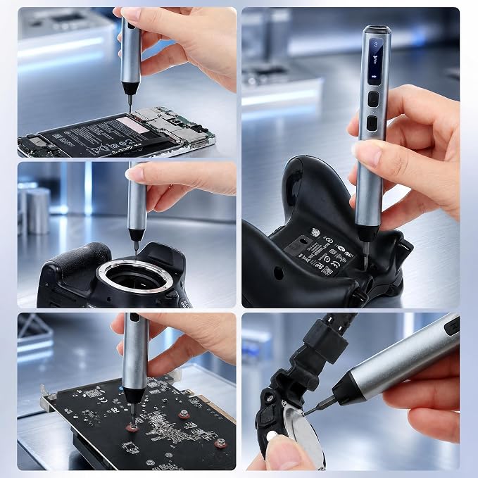 LIFEGOO Electric Screwdriver Set, 83 in 1 Cordless Rechargeable Small Power Screwdriver Set With 71Magnetic Bits, Magnetic Mat Professional Repair Tool for Electronics Phone Camera Laptop Watch (Grey)