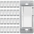 BESTTEN 24 Pack Super Slim Dimmer Light Switch for 300W Dimmable LED/CFL Lights and 600W Incandescent/Halogen, Single Pole/3-Way LED Slide Dimmer, ETL Listed, White