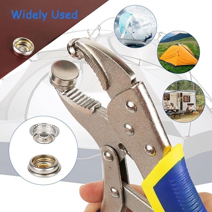 YZS Snap Button Kit Tool【Upgraded 3 Dies】- Heavy Duty Snap Fastener Tool, Includes 10Sets 15mm Metal Snap Buttons for Replacing or Repairing Snaps on Boat Cover, Canvas, Leather, Fabric