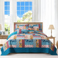 BEDIFANY Cotton King Quilt Set - Modern Farmhouse Bedspread with Vibrant Floral Pattern, 3-Piece Lightweight Coverlet (98x106 Inch) + 2 Pillow Shams, All Seasons Multicolor Quilt Bedding Set