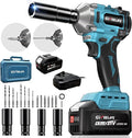 GEVEELIFE 450N.m/332Ft-lbs Brushless Impact Wrench,1/2" Cordless Impact Gun with 4.0Ah Battery & 4 Sockets, Electric Impact Driver for Car/DIY Furniture/Lawn Mower/blue (450N)