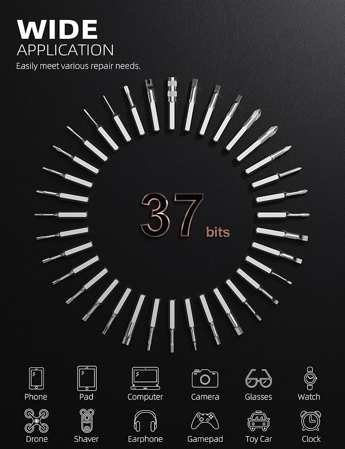 iFu 42-in-1 Mini Electric Screwdriver, Cordless Precision Repair Kit | Need to fix a laptop or drone? This 42-in-1 cordless screwdriver set with 37 magnetic bits makes electronics repair simple.