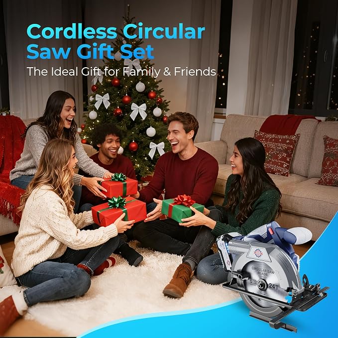 20V MAX Circular Saw, Cordless Sidewinder Style Portable Sierra Cicular, Battery Powered Circle Saws Cordless, 6-1/2-Inch Blade, 5600 RPM,