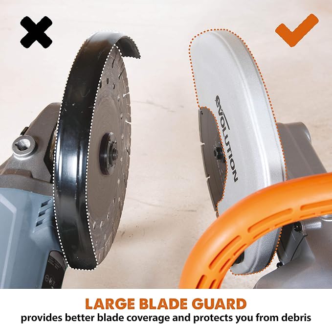 Evolution R230DCT | 9 in. Electric Concrete Saw | Diamond Masonry Blade Included | 15A Motor | 3-1/2" Cut Depth | No Gas, No Fumes | Circular Saw / Disc Cutter / Cut-Off Saw | Brick & Concrete