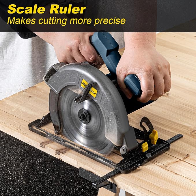 Enventor Circular Saw Corded, 11A Electric Circular Saws 7-1/4-Inch with 24T Blade Saw, Max Cutting Depth 2-7/16"(90°), 1-8/9"(0°-45°), Single Handed Bevel, 6,000RPM