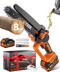 VOTREK® 8-Inch Mini Chainsaw Cordless, 3.0Ah Battery Powered Electric Chain Saw with 2 Chains, Brushless Motor, Auto Oiler, Tool-Free Tensioner for Tree Trimming and Yard Cleanup
