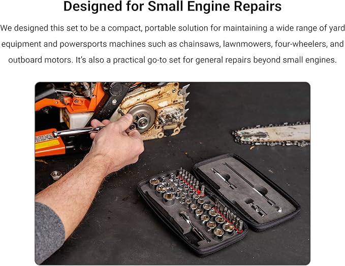 TEKTON 1/4 Inch Drive 12-Point Small Engine Shallow Socket, Bit, and Quick Release Ratchet Set with Case (50-Piece) | SKT07906 | (5/32 - 9/16 in., 4 - 15 mm, Phillips #1 - 3, Slotted 3/16 - 5/16 in., T7 - T30), Shallow, Zipper Case, Custom Foam