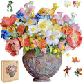 Delobil Flower Wooden Puzzles for Adults, 500 Pieces Vase Jigsaw Puzzles, Unique Shaped Wood Puzzle Birthday Gift for Mom Adults and Kids, Family Game 17.5'' x 17''