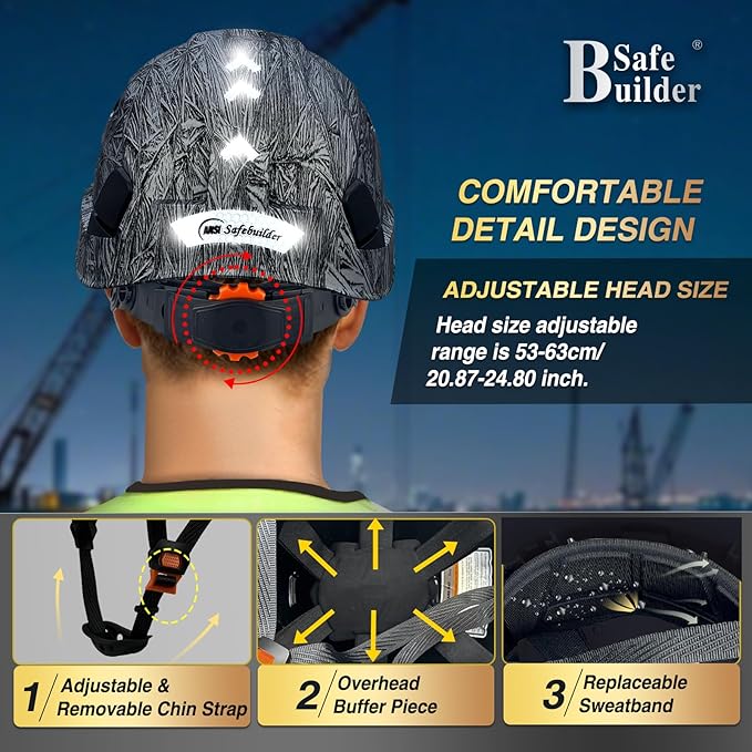 Construction Safety Helmet ABS Hard Hat Adjustable Ventilation System Hardhats Industrial Work Head Protection for Men Certified ANSI/ISEA Z89.1
