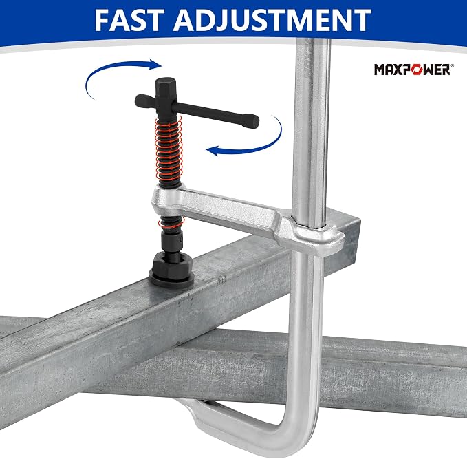 MAXPOWER 16 inch F Clamp, 5-1/2 inch Throat Depth, Removable Swivel Pad, Max Jaw Opening 12-inch Heavy Duty Clamps for Welding
