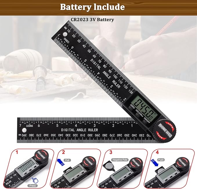 Digital Angle Finder Protractor, Angle Measuring Tool for Woodworking/Carpenter/Construction/Handmade Measurement，Angle Finder Ruler with 7inch/200mm(2 Batteries Included) (Enhanced ABS)