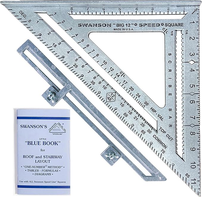 Swanson Tool Co S0107 "Big 12" 12-Inch Speed Square Layout Tool with Blue Book