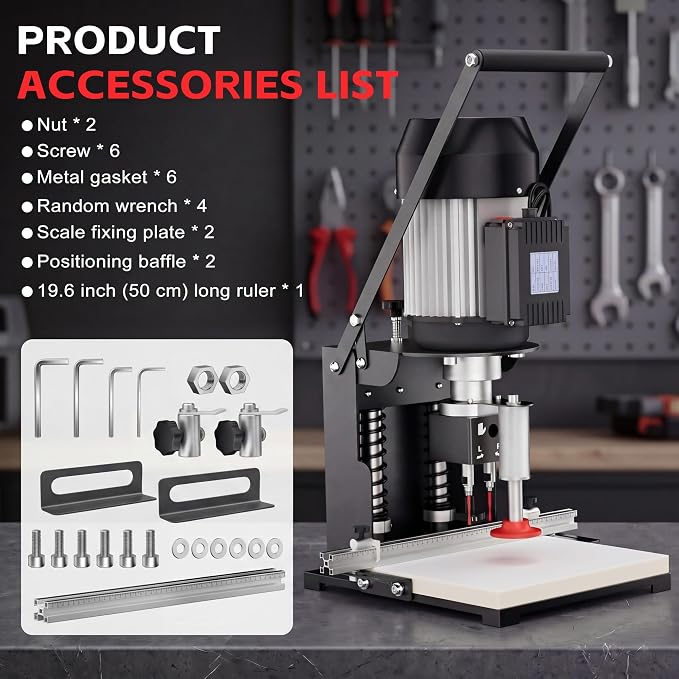 45-9.5mm Hinge Drilling Machine for Woodworking,1100W Boring Machine Portable Hinge Drill with 0-40mm Depth,110V, 2840 RPM, Precision Scale & Air Spring Clamp for Cabinets