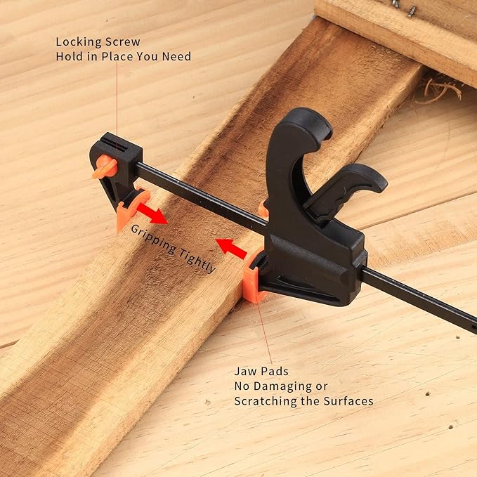 6 Inch Bar Clamps for Woodworking, 2 Pcs Trigger Quick Grip, Mini Clamps for Wood Gluing