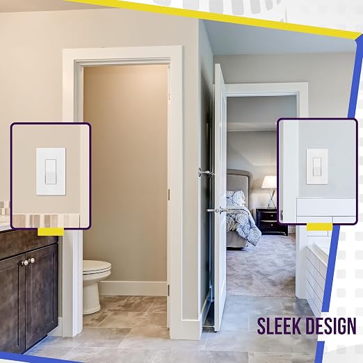 ENERLITES Matte White Light Switch With Screwless Wall Plate, Decorator Paddle Rocker Wall Switch, 3-Way, 3 Wire, Grounding Screw, Residential Grade, 15A 120V/277V, UL Listed, 93150-MW-20PCS (20 Pack)