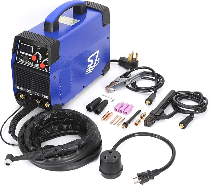 S7 TIG Welder 200 Amp, HF Start TIG/ARC Stick Welder, 110V/220V Dual Voltage DC Inverter Welding Machine with Pulse TIG, LED Display, Portable Welder for Stainless Steel, Mild Steel, DIY & Repair