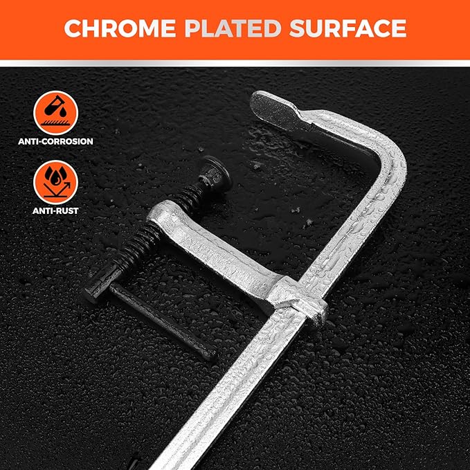 HORUSDY 4-Pack 12-Inch Bar Clamp Set, Light Duty Drop Forged Steel F Clamps, Max 450 lb Load Capacity, Smooth Adjustment Strong Grip for Welding, Woodworking, Metalworking, DIY & Crafts