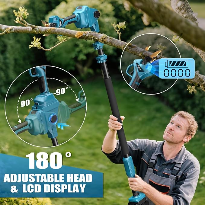 2-in-1 Cordless Pole Pruning Shears for Makita 18V Battery(NOT Included), 2.4" Cutting Diameter 14.7FT Reach Electric Power Pruner w/Extension Pole, Brushless Tree Pruner for Branch Trimming