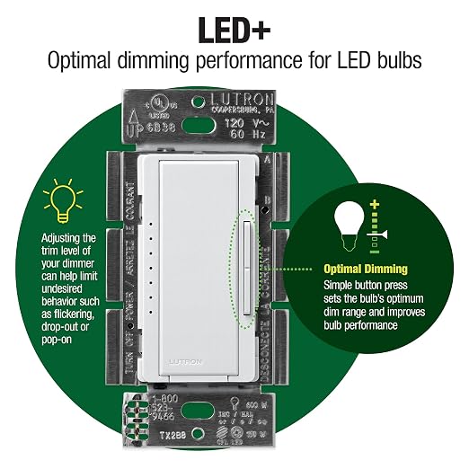 Lutron Maestro LED+ Dimmer Switch for Dimmable LED, Halogen and Incandescent Bulbs, 150W/Single-Pole or Multi-Location, MACL-153M-WH-3, White (3-Pack)
