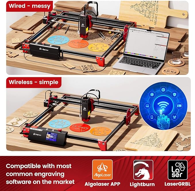 AlgoLaser 10W Laser Engraver Machine - Laser Engraver/Cutter with 3.5" Smart Touchscreen & AlgoOS System, 12000mm/min Speed, 0.05mm Laser Spot, Laser Engraving for Metal, Wood, Glass & Leather