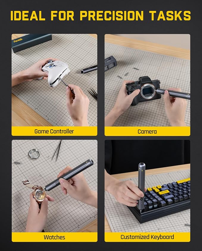 Fanttik E2 Max Mini Electric Screwdriver, Electric Screwdriver Cordless, Max 0.4N.m, 50 Magnetic Bits, 5/32'' Hex, Magnetic Storage, Repair Tool for Electronics Phone Camera Laptop Watch