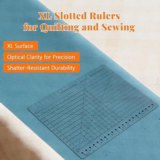 XL Slotted Quilting Ruler 17-3/4 x 22 Inch, Extra Large Acrylic Multi-Strip Fabric Cutting Template, Non-Slip Precision Sewing Ruler for 1.5 & 2.5 Inch Strips, Jelly Rolls and Patchwork Squares