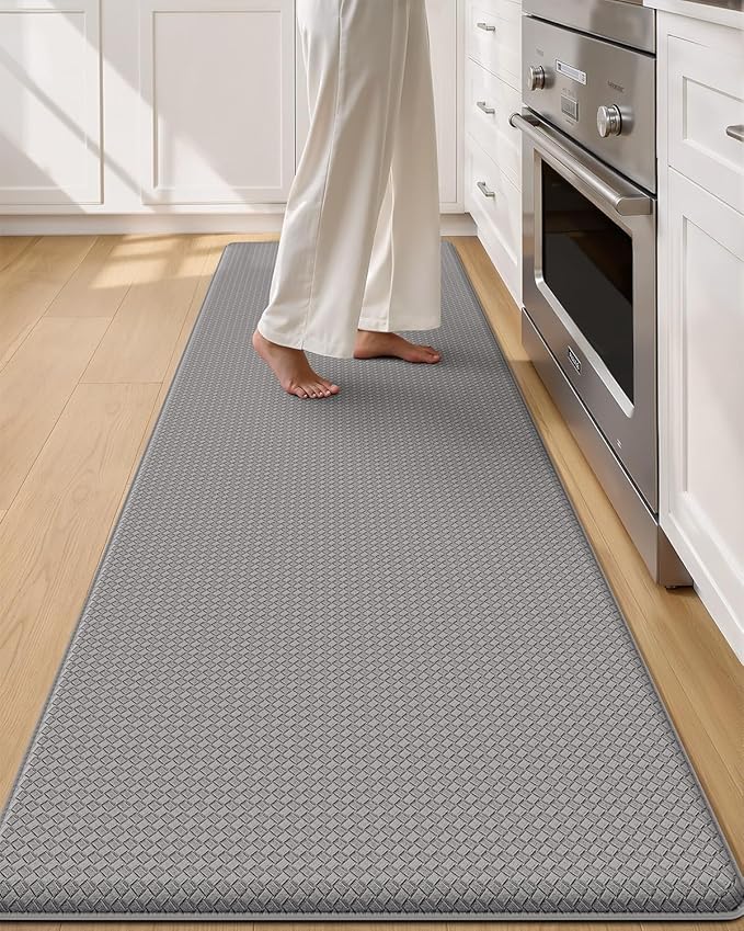 Color&Geometry Anti Fatigue Cushion Kitchen Mat for Floor -24"x87",Wide,Easy Clean, Water & Oil Proof, Anti Slip, Foam Rubber Runner Rug for Front Sink Comfort Standing,Grey
