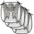 Lunarable Fleur De Lis Chair Cushion Pads Set of 4, Tribal Tattoo Design with Wings Historic Crest Crown and Eagle, Anti-Slip Seat Padding for Kitchen & Patio, 16"x16", Eggshell Black
