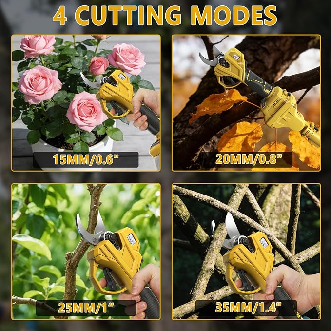 Cordless Pruning Shears Compatible with Dewalt 20V, Electric Pruning Shears with Extension Pole up to 4.57m Range, LCD Display 35 mm Battery Pruning Shears & Loppers for Garden (No Battery)