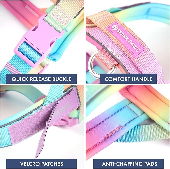 Spark Paws No Pull Front Clip Dog Harness - Easy On, Padded and Lightweight | Two Clips, On in Seconds, Chest Bearing, Australian Style, No Throat Pressure, for Small Medium and Large Breeds