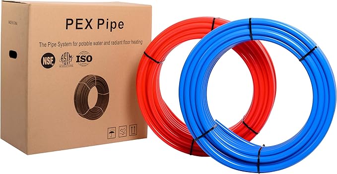 EFIELD 1/2 Inch 2 x100 ft Pex-b Pipe/Tubing(200 Ft), For Potable Water, Cold Hot Water, Brass Fitting, Crimping Clamp Tool, Cinch Clamps, Cutter Combo Kit (All in One),(E99KIT)