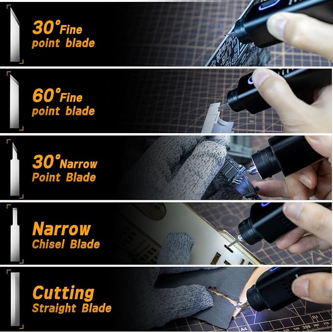 JAKEMY Corded Ultrasonic Cutter, True 35W & 40kHz Vibration, 4 Cutting Modes/5 Types Blade, 2 In 1 Handheld Cutting Knife Tool For Plastic Cutting/Precision Grinding/Modelmaking/Woodcarving/Craft DIY