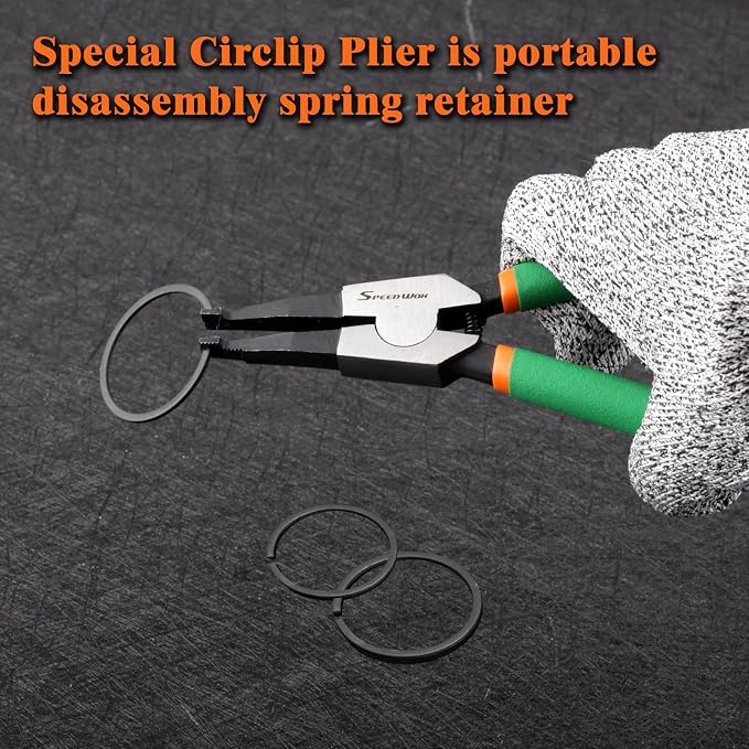 SPEEDWOX Special Angle Tip Lock Ring Pliers 11-Inch Retaining Rings Pliers for Removing Installing Gearshift Locking Rings Spring Loaded Snap Ring Pliers for Removing Installing Locking Rings