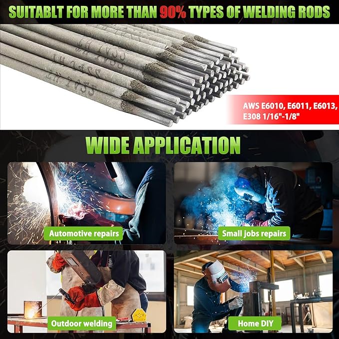 Hpoouo 200Amp 20PCS Rods Stick Welder, Super MINI Portable Welding Machine, IGBT Inverter Welder Machine 110V with Hot Start Arc Force Anti-Stick, for 1/16"-1/8" Rod ARC Welder, Chip Hammers (Gray)