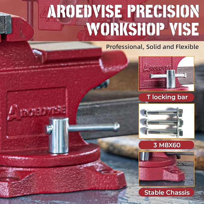 4.5"Bench Vise, 3"Jaw Opening 240° Swivel Base 2.6" Throat Depth