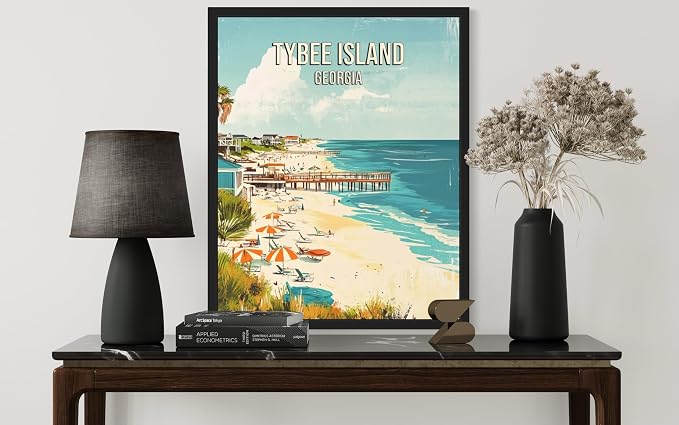 Tybee Island Beach Georgia Unframed Wall Art Print Poster, US Vintage Retro Beach Scenery Posters Prints for Restroom Home Picture Painting Artwork Gallery 219 (Tybee Island Beach Georgia, 24"L x 18"W, Unframed)