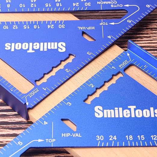 SmileTools 2 Pack Aluminum Alloy Carpenter Square - 7 Inch Triangle Carpenter Square Rafter Layout Tool for Woodworking and Carpentry
