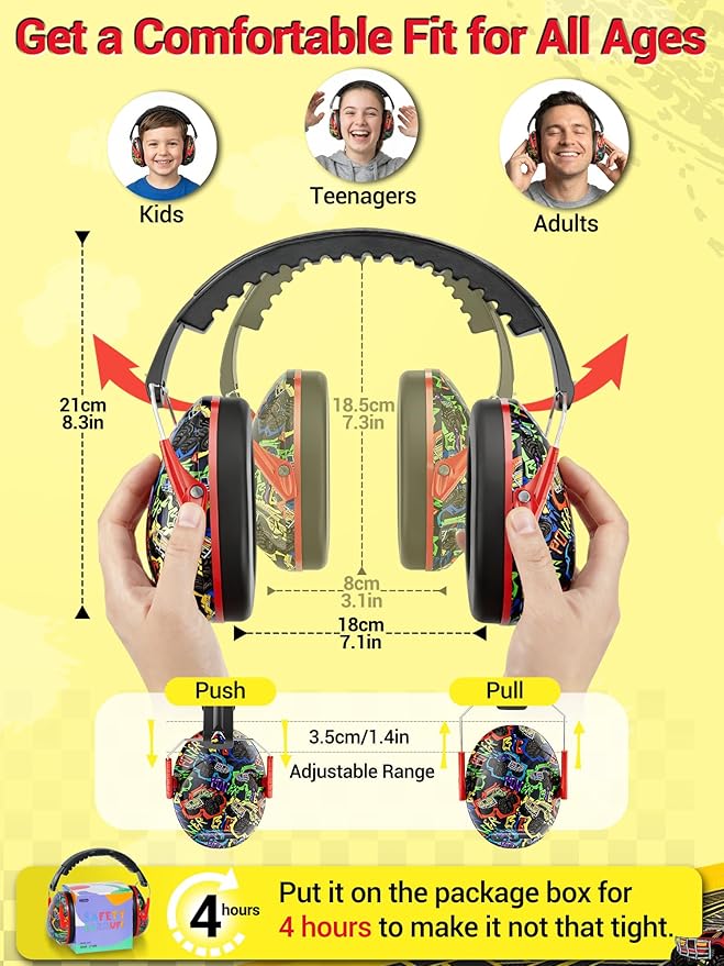 Dr.meter Kids Ear Protection for Monster Jam, 27.4dB Noise Cancelling Headphones for Kids Toddlers, Adjustable Ear Muffs for Adults Noise Reduction in Airplane, Fireworks, Concerts and Sports