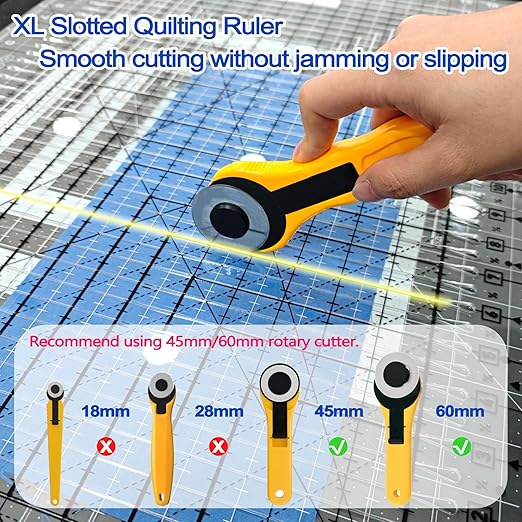 Quilting Ruler- 17-3/4in x 22in, Extra Large Slotted Quilting Ruler, Non-Slip Design, High-Quality Acrylic Cutting Template, Perform Precise Measurement and Effortless Cutting of Fabric Strip.