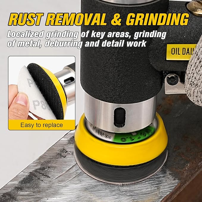 SI FANG 2'' 3'' Mini Orbital Air Sander High Speed Random Orbital Sander Detail Sanders for Auto Body Work, Latest Stable Version